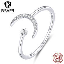 Moon Jewelry BISAER Hot Sale 925 Sterling Silver Moon Finger Rings For Women Cubic Zircon Wedding Bridal Jewelry Anel ECR569 2024 - buy cheap