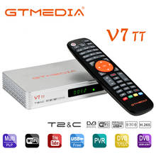 GTMEDIA-receptor de televisión por satélite con antena Usb, sintonizador de TV de 10 bits con soporte H.265 HEVC, DVB-T/T2 + DVB-C, compatible con Usb, YouTube, sin aplicación, V7 TT 2024 - compra barato