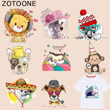 Zotoone adesivo animal desenho animado de leão, adesivo em ferro para roupas, camiseta, transferência de calor, acessório diy, apliques lavável g 2024 - compre barato
