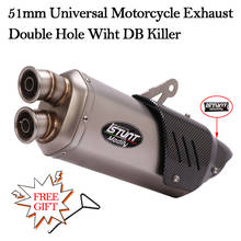 51MM Universal Motorcycle Modified Exhaust Pipe Escape Moto Muffler Double Hole DB Killer For Z900 GSX R750 CBR600 FZ6 N R3 R25 2024 - buy cheap