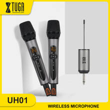 XTUGA Wireless Microphone,UHF Wireless Dual Handheld Dynamic Mic System Set with Rechargeable Receiver for Karaoke Speech Church 2024 - buy cheap