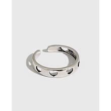Elegante 925 prata esterlina oco coração anéis para mulheres jóias finas, bonito acoplamento ajustável amor anel de prata acessórios 2024 - compre barato