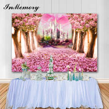 InMemory Princess Backdrop Girl Birthday Party Photo Backgrounds Pink Forest Castle Baby Shower Photography Props Vinyl Banner 2024 - buy cheap