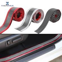 X AUTOHAUX 100cmx3cm/5cm Car Sticker Carbon Fiber Rubber Pattern Door Pedal Sill Trim Bumper Protector Edge Guard Strip DIY 2024 - buy cheap