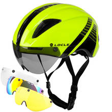 Велосипедный шлем LOCLE, 1-4 линзы, магнитные очки, дорожный горный MTB, в форме, велосипедный шлем для верховой езды, пробный велосипедный шлем 2024 - купить недорого