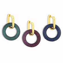OCESRIO 1 шт. многоцветные круглые серьги-кольца для женщин CZ Ювелирные изделия цветные серьги-обручи для вечерние ринки подарок на день рождения cspa009 2024 - купить недорого