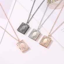 12 Pieces/Lot Rose Gold Silver Color Magic Book Necklace Sweater Jewelry For Women Men Link Chain Pendant Open Photo Frame Box 2024 - buy cheap