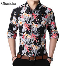 Plus size 6xl 7xl outono nova chegada camisas masculinas flor impressa manga comprida camisa masculina casual floral negócio social camisas 2024 - compre barato