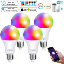 Bombilla LED inteligente E27 B22, lámpara RGB con WIFI/IR, Control remoto, 20w, Magic, 16M, Color regulable, asistente de Google Alexa 2024 - compra barato