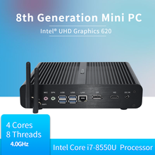Kaby Lake 8550U NUC Intel Core i7 Barebone 7500U 6500U безвентиляторный игровой мини-ПК Windows 10 HTPC TV Box HD4K микро настольный компьютер 2024 - купить недорого
