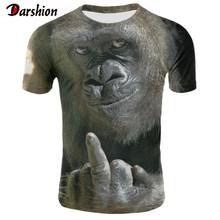 Camiseta con estampado 3D de orangután para hombre, camisa de cuello redondo, manga corta de Animal, camisetas divertidas, Tops de talla grande de EE. UU. 2024 - compra barato