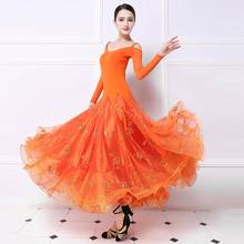 Vestido de salón naranja, vestido de baile estándar, traje de baile de salón, trajes de tango, vestido de vals vienés, gran swing, vestido de foxtrot 2024 - compra barato