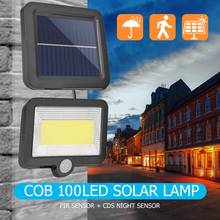 Luz de led cob 56/100/120led, lâmpada solar exterior, sensor de movimento pir, luz de parede, à prova de água, lâmpada solar para jardim 2024 - compre barato