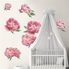 Adesivo de parede peônia 3d 1 peça, grande, rosa, flor para sala de estar, quarto 40*200cm, decalque de parede, arte, decoração de casa, papel de parede, presente 2024 - compre barato