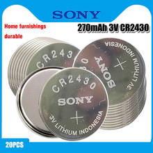 Оригинальный кнопочный Аккумулятор SONY CR2430 20 шт./лот, 3 в, литиевые батареи CR 2430 для часов, пультов дистанционного управления игрушками, компьютера, калькулятора 2024 - купить недорого