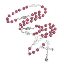 red rosary necklace/ rose rosary with four rose connector 2024 - купить недорого