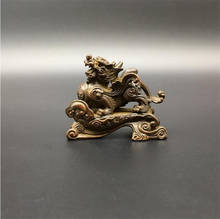 Copper Statue Collection Chinese Brass Carved Mythical Animals Pixiu Brave Troops Auspicious Clouds Exquisite Small Statue 2024 - buy cheap