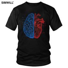 Brand Design Heart And Brain T Shirt Unique Casual Eco Cotton Tees Mens Short Sleeves Graphic Print Medical Art Anatomy T-Shirt 2024 - buy cheap