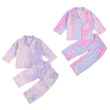 FOCUSNORM-Conjunto de pijama Tie-Dye para niños y niñas, Tops de manga larga con botonadura única, pantalones, 2 uds., 0-6 años, Otoño e Invierno 2024 - compra barato