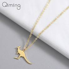 Cute Wallaby Kangaroo Animal Necklace For Women Girls Australian Wild Stainless Steel Jewelry Gold Necklace Birthday Collar 2024 - buy cheap