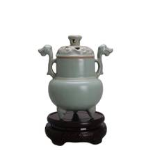 Jingdezhen antique porcelain (song Ru kiln iron body blue glaze double dragon Zun fumigation furnace) folk collection 2024 - buy cheap