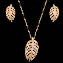 Zlxgirl jewelry high Cooper leafs necklace and Earring Jewelry Set with zircon inlaid wedding pendants for women gifts 2024 - buy cheap