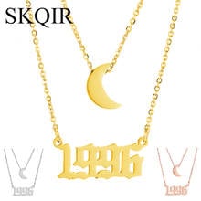 Custom Year Necklace Women Moon Pendant Personalized Any Anniversary Birth Years Choker for Family Men Jewelry Mom Daughter Gift 2024 - buy cheap