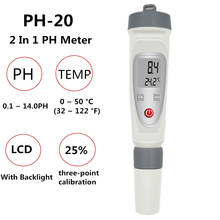 Medidor de PH Digital PH-20, portátil, con electrodo incorporado, Monitor de calidad del agua de precisión, para piscinas y acuarios 2024 - compra barato