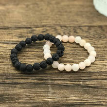 Set Of 2 Bracelet For His And Hers Gift Lava and Matte Pink Aventurine Stone Beaded Mala Bracelet Distance Bracelets For Couples 2024 - buy cheap