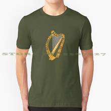 Irish Harp Vintage Effect Cool Design Trendy T-Shirt Tee Flag Symbol Crest Heraldry Emblem Seal Shield Coat Of Arms Distressed 2024 - buy cheap