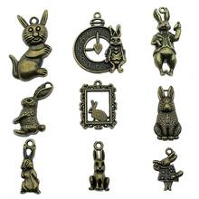 10 pingentes em bronze antigo de coelho, cores de coelho, joias em formato de coelho para fazer joias 2024 - compre barato