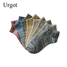 Urgot 5 Pairs Spring Summer Men's Unisex Cotton Boat Socks Invisible Vintage Plaid Striped Ankle Socks Meias Calcetines Hombre 2024 - buy cheap