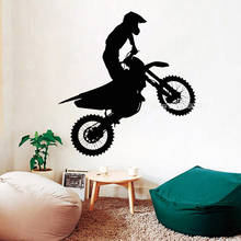 Vinilo decorativo para pared de Motocross, pegatina de motocicleta, papel tapiz para dormitorio de adolescentes, sala de estar, Mural de arte extraíble para decoración del hogar LL431 2024 - compra barato