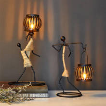 Candelabro de Metal nórdico hecho a mano, candelabro de hierro, decoración de escritorio de boda, escultura en miniatura, regalos 2024 - compra barato