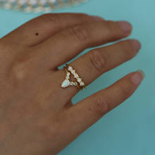 Conjunto de 2 unids/set de anillos de ópalo blanco para mujer y niña, joyería Punk de circonia cúbica para regalo de boda, Color dorado 2024 - compra barato