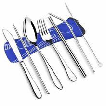 Portable Lunch Tableware Cutlery Set Stainless Steel Spoon Fork Travel Outdoor Knife Tableware Dining Canteen Dinnerware Sets 2024 - купить недорого