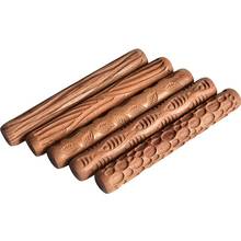 5PCS Pottery Tools Wood Hand Rollers for Clay Clay Stamp Clay Pattern Roller 2024 - buy cheap