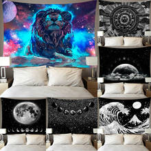 NEW Star Moon Tapestry Wall Hanging Polyester Lion Moon Pattern Blanket Tapestry Home Decor 2024 - buy cheap