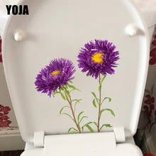 YOJA 21.7×23.2CM Fresh Asters Flowering Branch Creative Toilet Decals Fashion Home Wall Stickers T1-3163 2024 - buy cheap