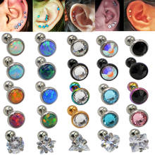 1pc Flat CZ Gem Ear Helix Tragus Cartilage Stud Earrings with Prong Setting Zircon Opal Labret Monroe Lip Stud Piercing Jewelry 2024 - buy cheap
