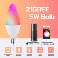 Bombilla inteligente Tuya Zigbee 3,0 E12/E14 con WiFi, 5W, RGB + W + C, lámpara LED regulable, temporizador, Control por voz, para Alexa y Google Home 2024 - compra barato