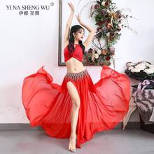 Summer Women's Sexy Belly Dance Costume Set Performance Clothing Fashion Girls Chiffon India Belly Dance Top Big Skirt Practice 2024 - buy cheap