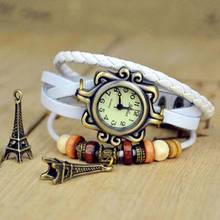 Vintage Women Watch Paris Tower Multilayer Braided Faux Leather Strap Bracelet Clock Wrist Watch reloj mujer Ladies Watches 2024 - buy cheap