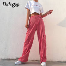 Darlingaga Autumn Fashion Straight Pink Corduroy Pants Sweatpants Women's Trousers Baggy High Waist Pants Pockets Casual Capri 2024 - buy cheap