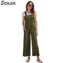 Summer Fashion Long Jumpsuits Women Sexy Sleeveless Straps Overalls Wide Leg Trousers Solid Romper Casual Playsuits Plus Size 2024 - buy cheap