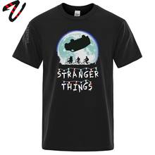 Stranger Things UPSIDE DOWN Print Sweatshirt Men T Shirt Extended Tops Mens Harajuku Streetwear Premium Cotton T-Shirt Mens 2024 - buy cheap