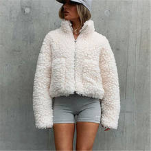 Thick Winter Long Sleeve Women Coat 2021 Fashion Solid Wool Jacket Outwear Pockets Zippers Ladies Cardigan 2024 - buy cheap