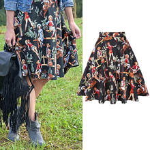 Plus Size Retro Cotton Black Skirt 2021 New Summer Western Girl Print Sexy Elegant 50s 60s Vintage Women Skirts Plus Size VD0020 2024 - buy cheap