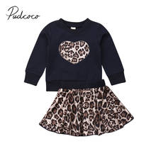 Ropa de primavera y otoño para bebé, moda para niña recién nacida, Top de manga larga, minifalda de corazón de leopardo, trajes de 2 uds., 2019 2024 - compra barato