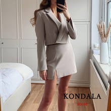 Женский офисный пиджак KONDALA, прямой короткий Блейзер с V-образным вырезом, элегантная винтажная верхняя одежда, 2021 2024 - купить недорого